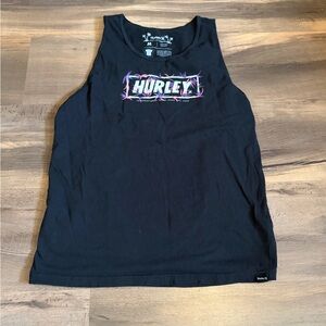 Mens Hurley Black Tank Top with Pink & White Logo Size Medium